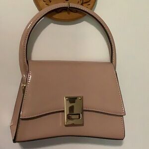 Aldo Pink patent Mini Bag with Gold Accents and Flap Closure